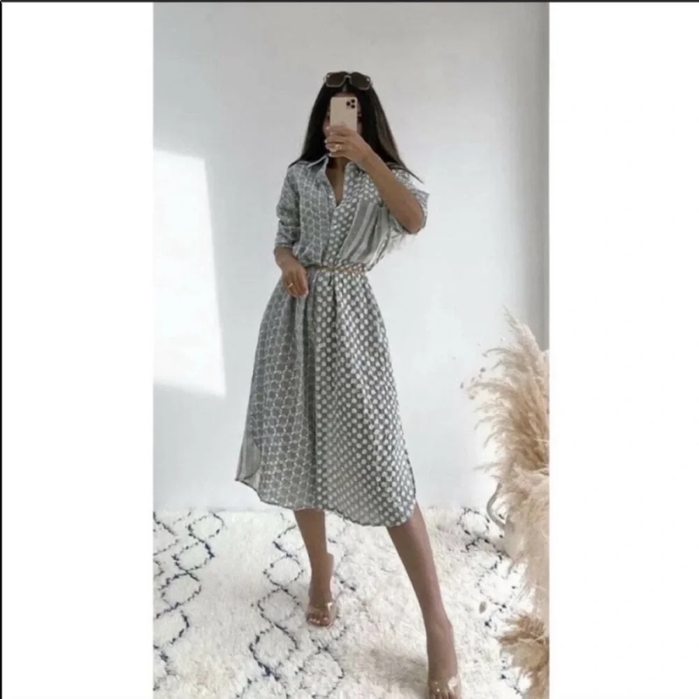 Zara open knit embroidery patchwork dress tunic duster - Picture 7 of 15